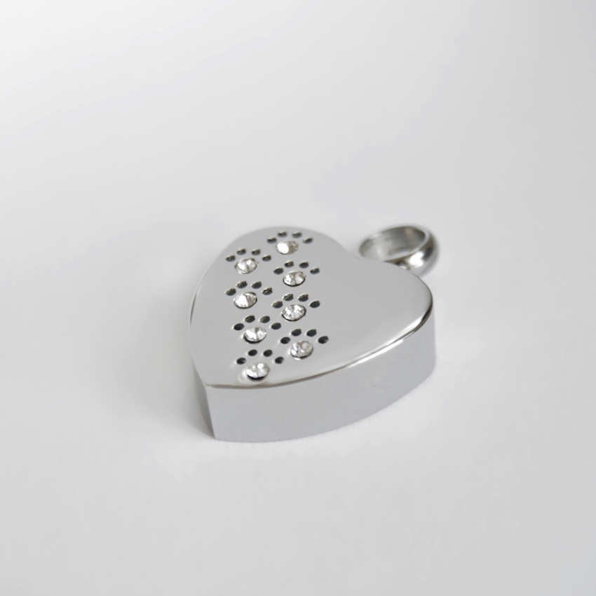 joya para cenizas de mascota huella de corazón