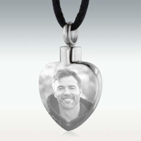 Colgante para cenizas Corazón grabado con foto