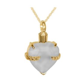 colgantes para cenizas de oro Corazón Blanco
