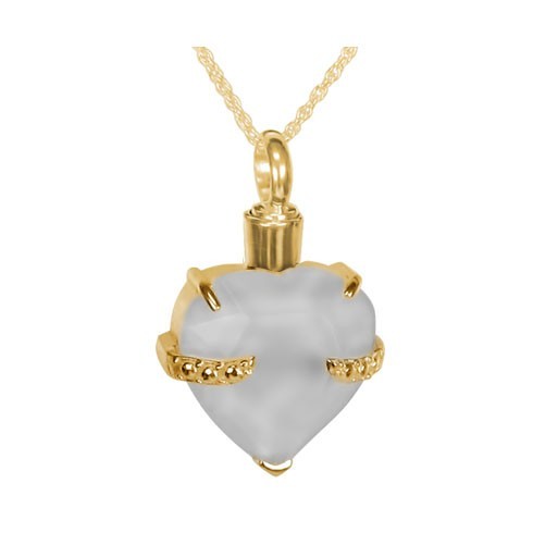 colgantes para cenizas de oro Corazón Blanco